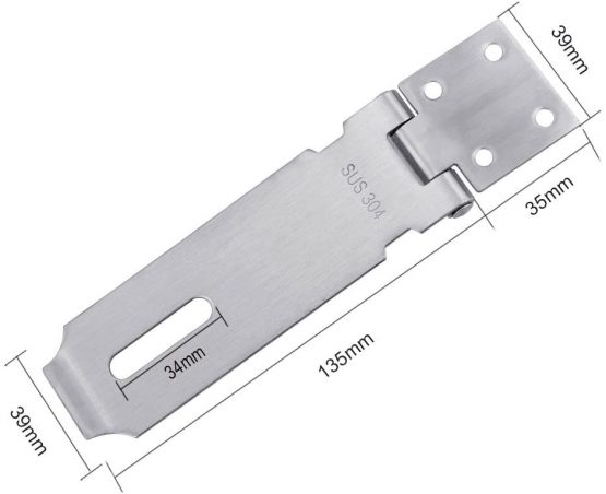 GOLRISEN Hasp and Staple,Door Clasp,304 Stainless Steel Door Lock,Gate Latch,5Inch Staple Lock with 8 Screws for Shed Door,Furniture Drawer,Closet(Sliver) - Image 3