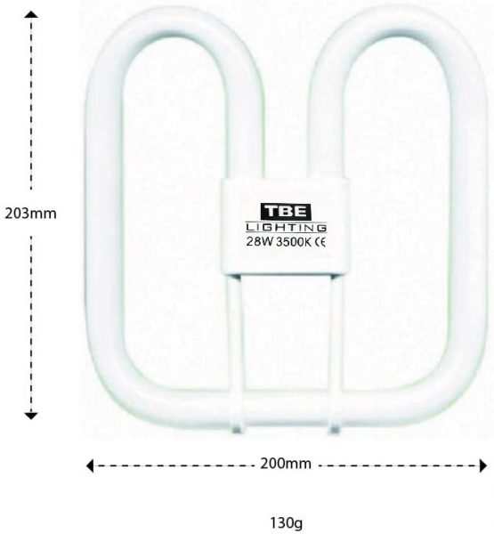TBE Lighting 28w 2D 4-PIN CFL Energy Saving Lamps - DD Fluorescent Bulbs - 4-Pin GR10q Base Fittings - Long Life Lamp, Soft White 3500K (Single Unit) - Image 3