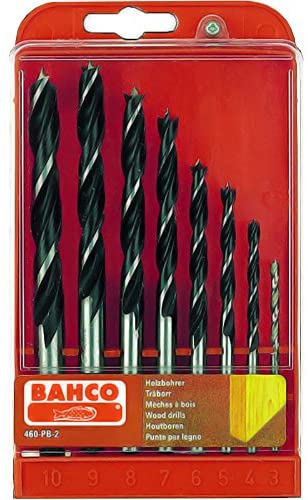 Bahco 460-PB-2 Lip and Spur Drill Set for Wood in Plastic Box Grey/Silver