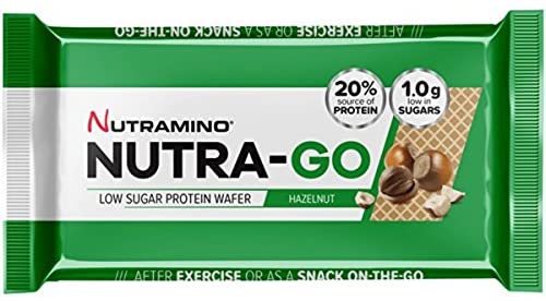 Nutramino Nutra-Go Low Sugar Protein Wafer, Hazelnut, 12 x 39 g, 1 count (Pack of 12)