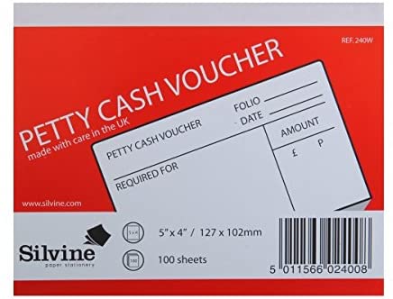 Silvine Petty Cash Voucher 100 Sheets, red, 5x4