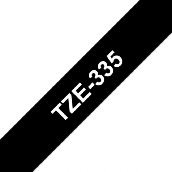 Brother TZe-335 Labelling Tape Cassette, 12 mm (W) x 8 m (L), Laminated, Brother Genuine Supplies - White on Black - Image 3