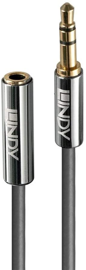 Lindy 3.5mm Extension Audio Cable, Cromo Line Grey, 3m, Black