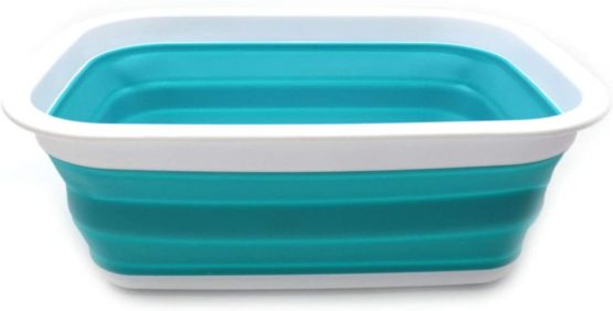 SAMMART SAMMART 9.2L Collapsible Tub - Portable Outdoor Picnic Basket / Crater - Foldable Shopping Bag - Space Saving Storage Container (Bright Blue) - Image 4