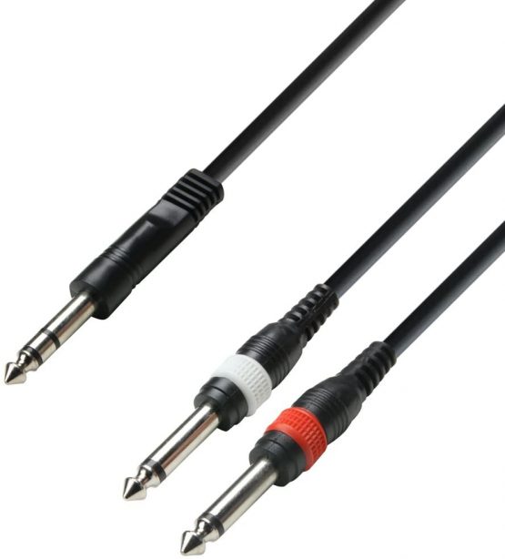 Adam Hall 3 Star Series 6m 6.3mm Jack Stereo to 2x 6.3 Jack Mono Audio Cable