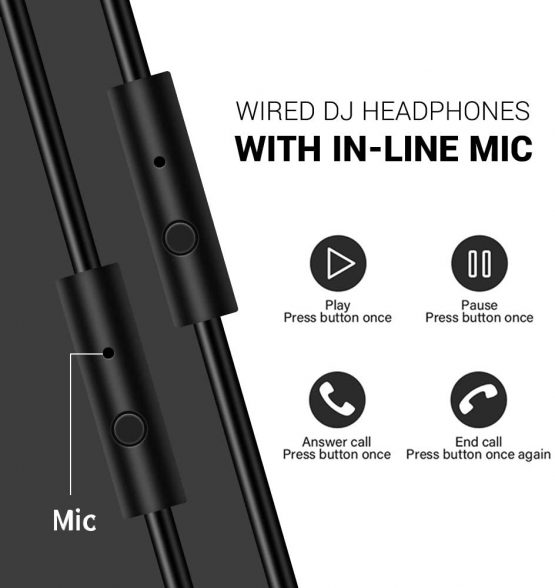 OneOdio Over Ear Headphone Studio Wired Bass Headsets with 50mm Driver, Foldable Lightweight Headphones with Shareport and Mic for DJ Recording Monitoring Mixing Podcast Guitar PC TV - Image 2