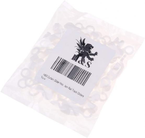 H&S Curtain Glider Hooks 50pcs Plastic White Curtain Rail Track Gliders - Image 4