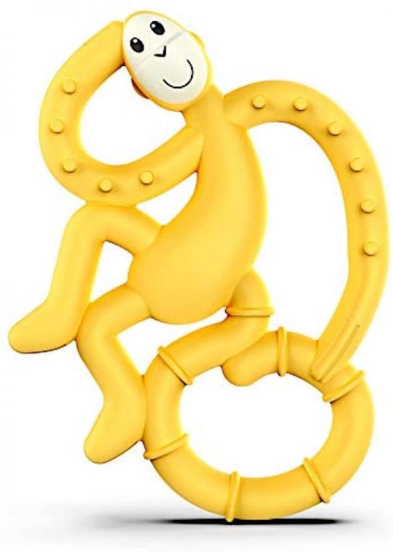 Matchstick Monkey, Mini Teething Toy for Baby, Stimulates and Massages Sore Gums, 3 Months Old+, Yellow