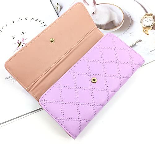 Symphonyw Women Leather Wallet,Long Fashion Crown Female's Handbag Money Wallet for Ladies Girls, Violet - Image 3