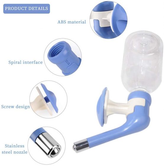 Andiker No-Drip Pet Water Dispenser,Dog Kennel Cage Water Bottle Drinker Kettle for Pets can be Raised and Lowered Drinking Water Feeding Water (Blue) - Image 3