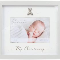 Juliana Bambino Unisex Grey Wood My Christening Photo Frame, 6'' x 4'' Keepsake Gift Landscape Picture