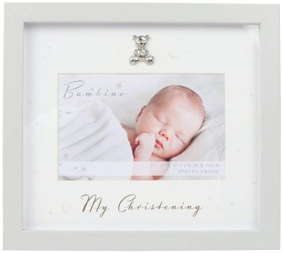 Juliana Bambino Unisex Grey Wood My Christening Photo Frame, 6'' x 4'' Keepsake Gift Landscape Picture