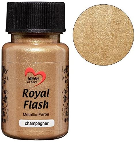 Ideen mit Herz Royal Flash Metallic Acrylic Paint, High Brilliance Metallic Paint, 50 ml champagne/gold