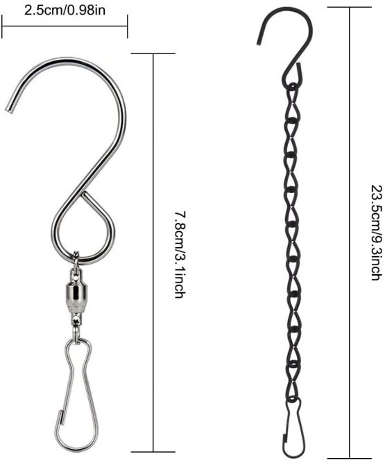 SENHAI 10 Pcs Swivel Hooks Clips for Wind Spinners Wind Chimes, 5 Pcs Hanging Chains for Bird Feeders Billboard Chalkboard Planter (9.5 inch), S Hook for Crystal Twisters Party Supply - Image 3