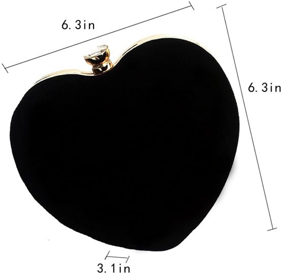 LA HUATE Women Heart Shape Clutch Purse Evening Party Handbag Wedding Bride Crossbody Bag - Image 3