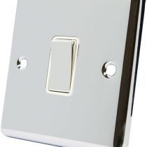 AET CPC1GSWIWC Polished Chrome Classical White Insert Metal Rocker Switch-10 Amp Single 1 Gang 2 Way Light Switch
