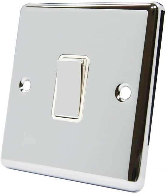 AET CPC1GSWIWC Polished Chrome Classical White Insert Metal Rocker Switch-10 Amp Single 1 Gang 2 Way Light Switch