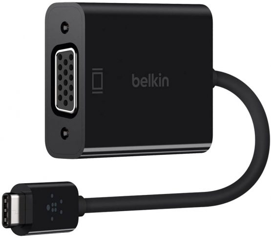 Belkin F2CU037btBLK USB-C to VGA Adapter (USB-IF Certified, Compatible with MacBook, MacBook Pro), Black