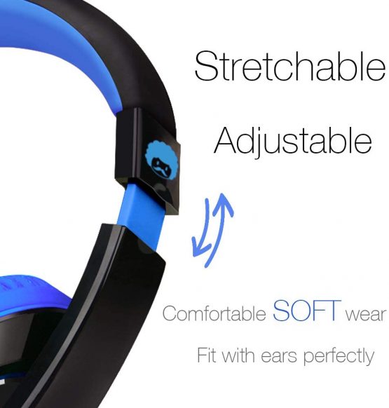 Rockpapa Comfort+ Adjustable Over Ear Headphones Headsets with Microphone & Volume Control for Kids Childs Teens Adults, Mobile Laptops Tablet CD/DVD MP3/4 Black Blue - Image 3