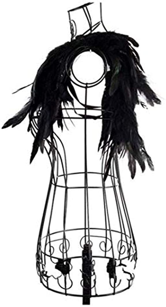 Yoodeet Black Feather Sewing Trimming Collar Shoulder Peacock Shawls Fringe Fancy Clothing Halloween Cosplay Angel Wings Halloween Costume Freesize - Image 2