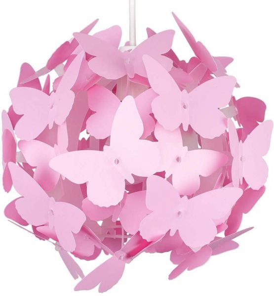 Beautiful Modern Bright Pink Coloured Butterflies Ceiling Girl's Chandelier Pendant Bedroom Light Lamp Shade