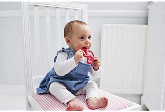 Matchstick Monkey Teething Toy for Baby, Stimulates and Massages Sore Gums, 3 Months Old+, Rubine Red - Image 4