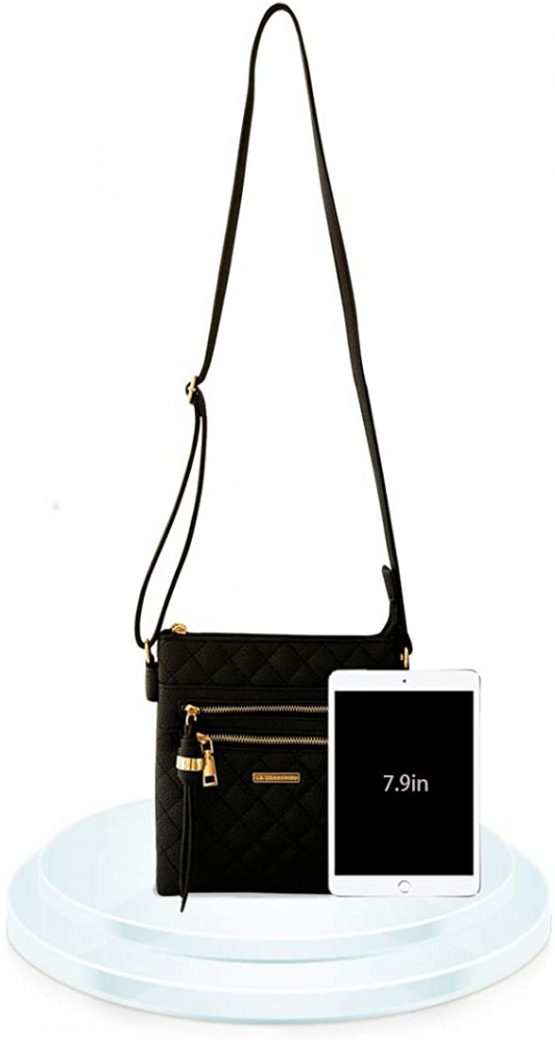 La Dearchuu Crossbody Bag for Women, PU Leather Crossbody Purse, Multi Pockets Cross Body Crossover Shoulder Handbag Quilted Crossbody Bag w/Tassel for Ladies - Image 3