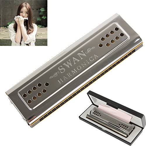 Best DealsOriGlam Professional 24 Holes Key Of C&G Double-side Tremolo Harmonica, Silver