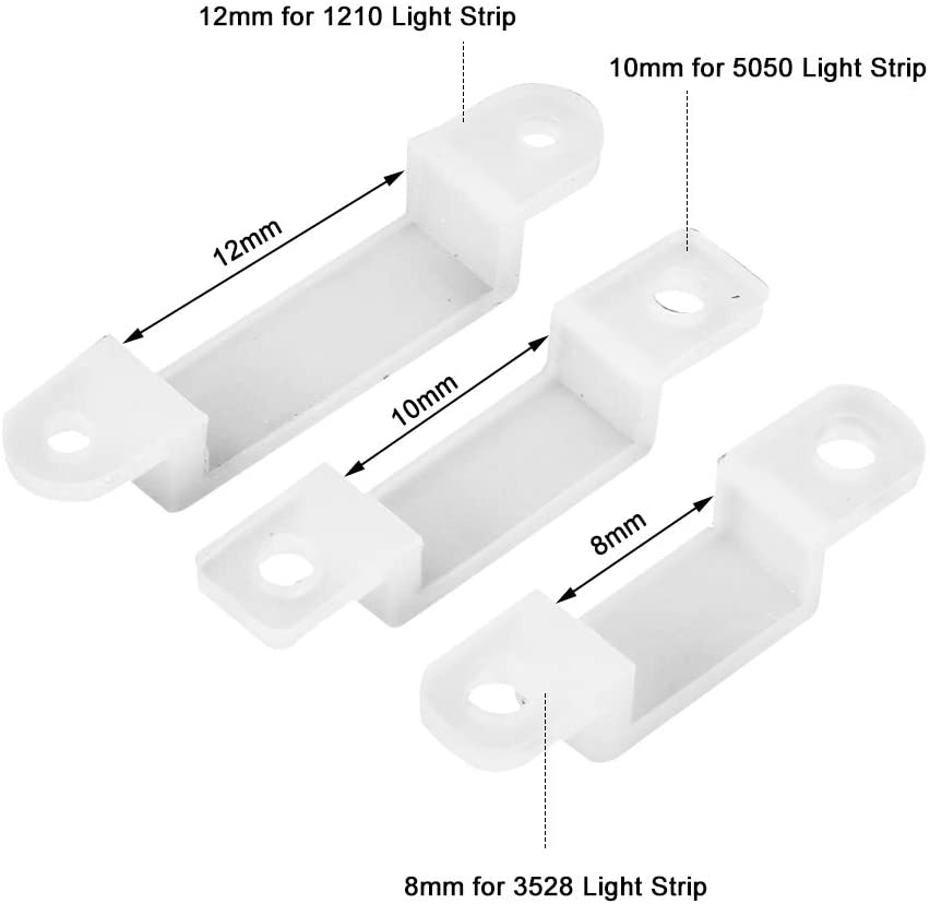 Strip Light Mounting Bracket Clip, 8/10/12mm Silicone Holder Clip for