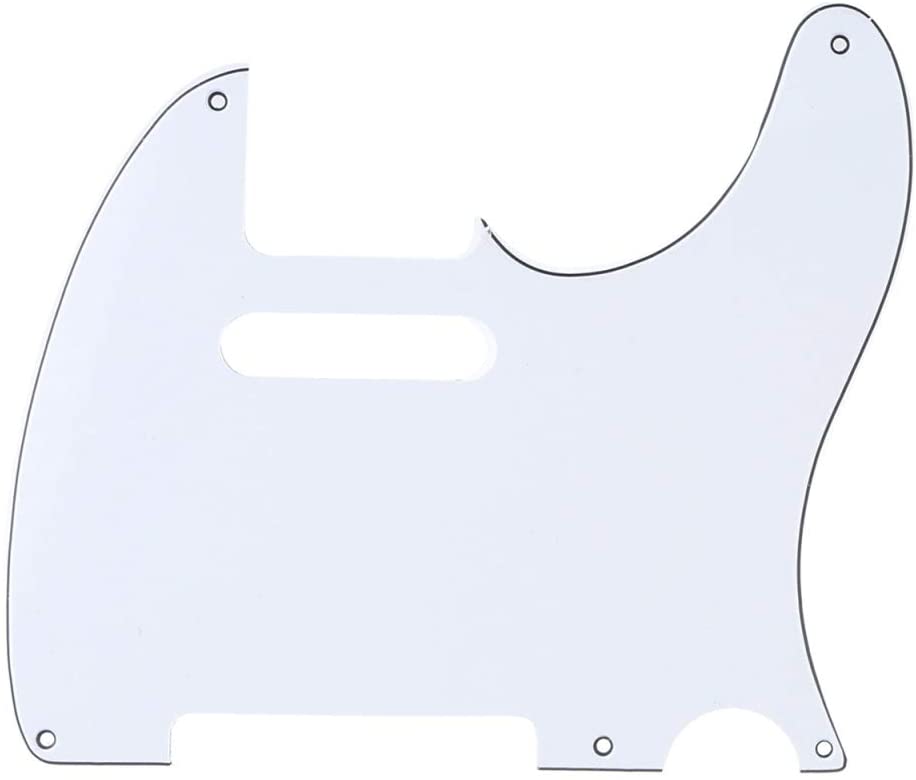 Musiclily 5 Hole Vintage Tele Guitar Pickguard for USA/Mexican Made Fender Standard Telecaster Style, 3Py White