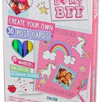 BMyBFF Colourful Postcard Making Kit. Colour & Create Postcards Activity Craft Set for Girls. Great travel activity packs for kids/Activity Bookt Gifts for Girls 7 years old Best Friend Present