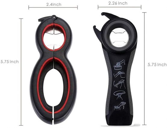 Multi Bottle Opener,Multi-Function Bottle Can and Jar Grip Opener, 5-in-1 and 6-in-1, Twist Off Lid Kitchen Tool Suitable for Seniors or Arthritic Hands (2Pcs) - Image 4