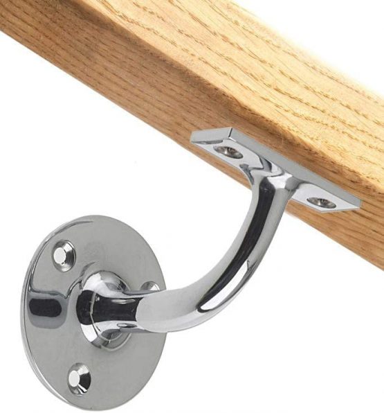 XFORT® Set of 4 Polished Chrome Handrail Brackets, Steel Heavy Duty Bracket for Stair Bannister Handrail, for Wood and Steel Handrail, Classy and Stylish Brackets for Hand Rail. - Image 3