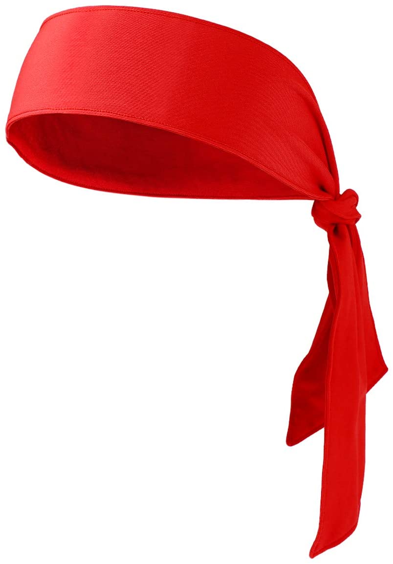 Frcolor Head Tie Sports Headband Tie Headband for Women and Men Sweatband Head Ties Ideal for Running Working Out Tennis Karate Athletics (Red)