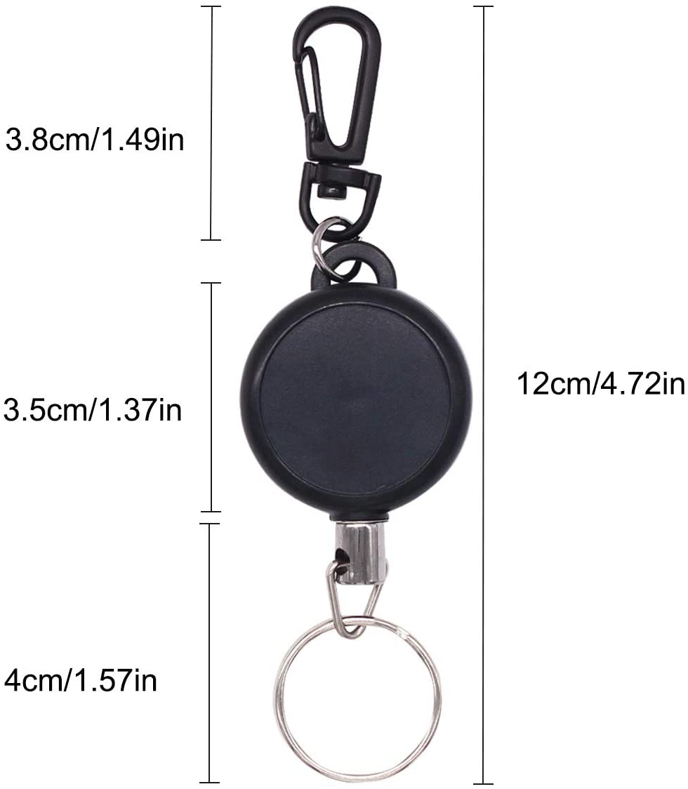 Natuce 2 Pieces Retractable Key Chain, Heavy Duty Key Reel with 23 inch Steel Wire Rope - Image 4