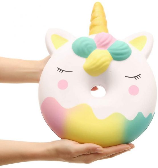 Anboor 13 Inches Squishies Jumbo Unicorn Donut Kawaii Soft Slow Rising Scented Giant Doughnut Squeeze Toys for Kids Adults (Colorful) - Image 3