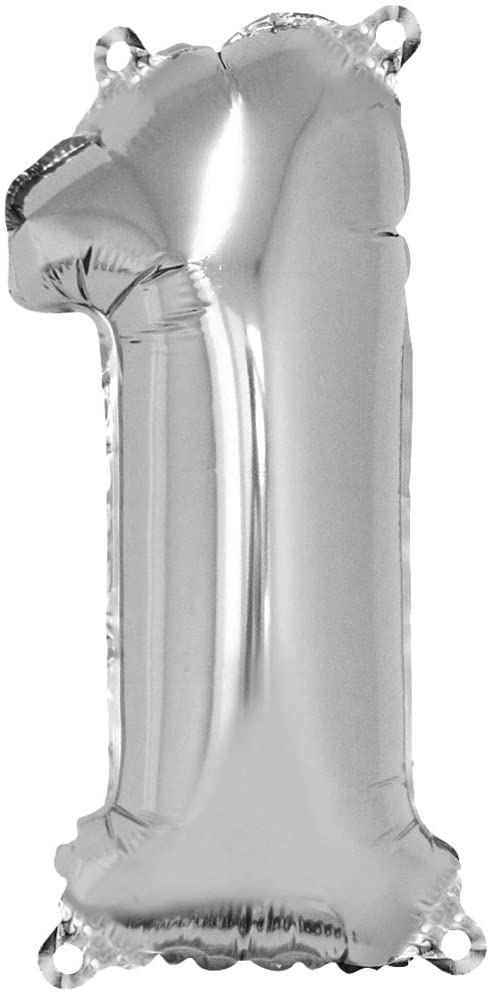 Rayher 87033606 Number 1 Foil Balloon, Silver, 40cm, SB-Btl 1Stück