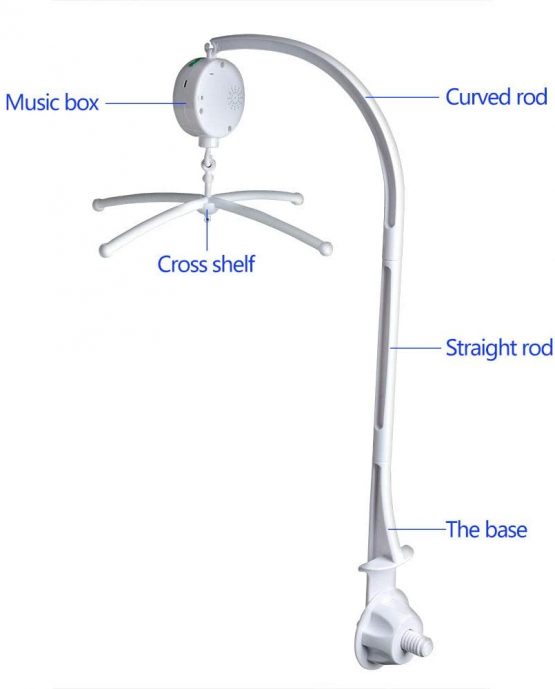 FITNATE Baby Crib Cot Mobile Arm,Bed Bell Music Box Holder Bracket,Baby Bed Stent Set (Nut Screw) with Music Box,28 inches - Image 4