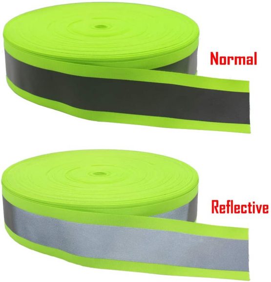 Leen4You Fabric Reflective Safety Tape Strip Vest Warn Caution Trim Strip Sew on Lime Synth 3 Meters - Image 3