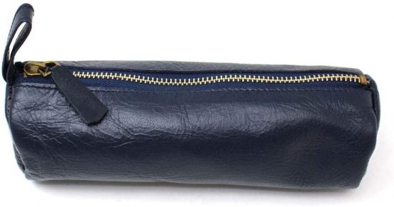 Artway 2302883 Indigo Doodle Soft Leather Pencil Case - Navy Blue Leather Pencil Case - 20cm Long