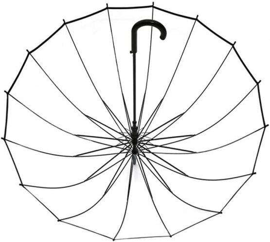 Lancoon Transparent Umbrella,16 Fiberglass Ribs Clear See Through Dome Umbrellas for Women,Windproof Auto Open Umbrella KS10White - Image 2