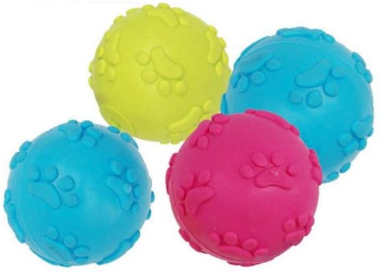 Balacoo Puppy Dog Chew Ball Toys Durable Rubber Teeth Cleaning Squeaky Balls Toy Set for Small Medium Dogs 6Pcs Random Color