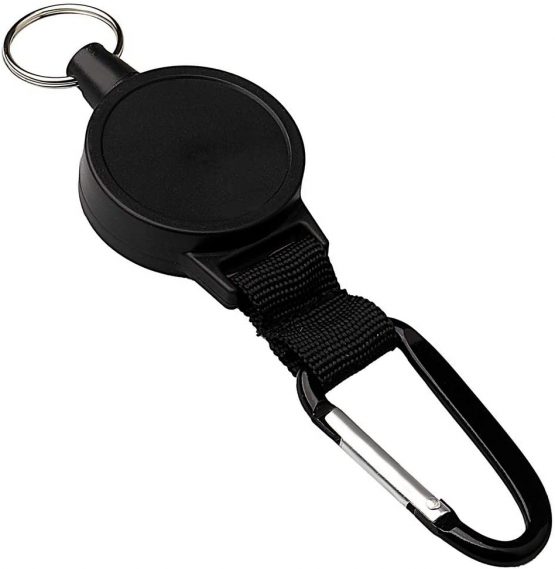 nuosen Heavy-duty Retractable Key Chain, Black Key Reel Recoil