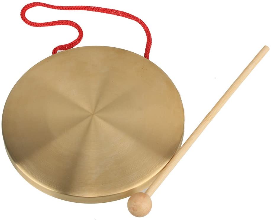 Yibuy 150mm Brass Instruments Copper Cymbals Opera Gong with Round Play Hammer Drumstick