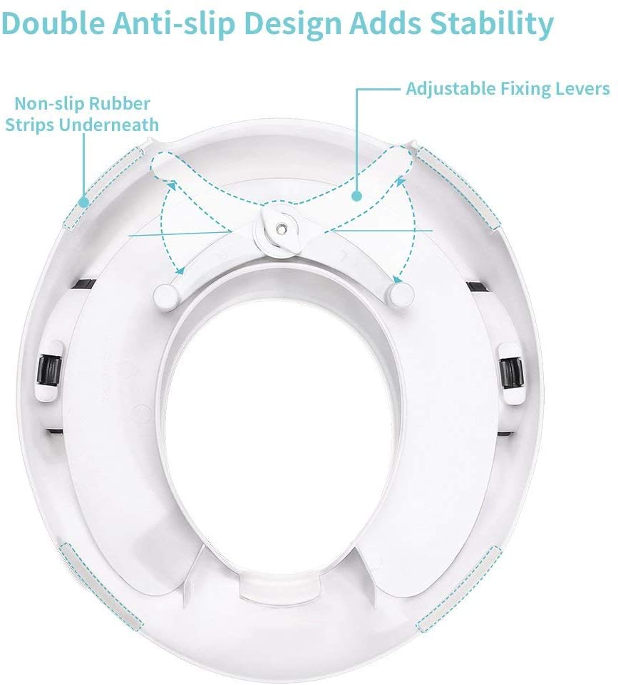 AiKiddo Toilet Seat Potty Toilet Seat for Toddler Potty Training Seats with Soft Cushion Handles for Round Oval Toilets Double Anti-Slip Design and Splash Guard for Boys and Girls(White) - Image 4