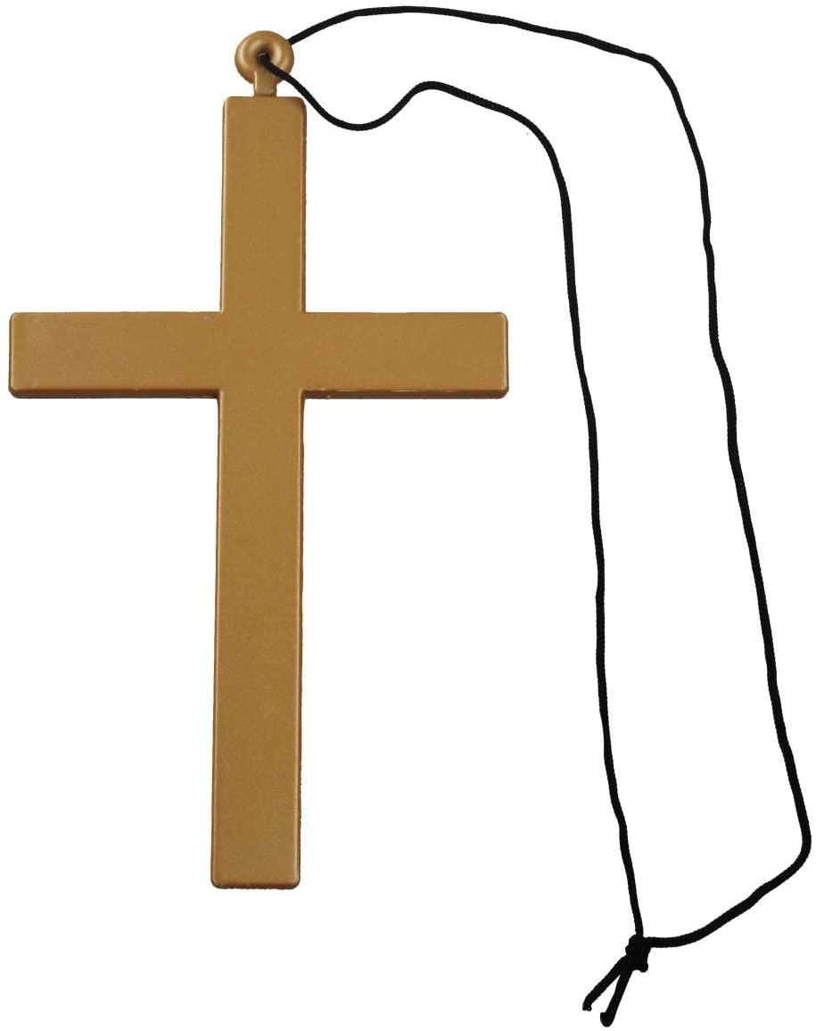 Irish Priest Costume, XLarge, Green Robe With White Clerical Collar + Gold Stole + Green & Gold Priest Hat + Cross - Image 3