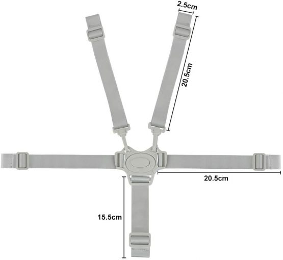 RMENOOR Baby Seat Belt 5 Point Harness Straps High Chair Harness Universal High Chair Straps Baby Safety Strap Belt Adjustable Harness for High Chair Kids Stroller Pram Buggy（Gray） - Image 2