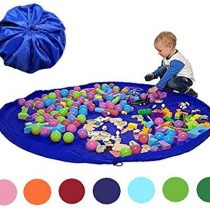Toy Storage Bag and Blocks Organizer Basket, Children Play Mat 60 inch (150cm) - Portable Child Toy Organizer