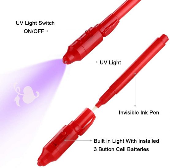 DazSpirit 14pcs Invisible Ink Pen Notebook Party Bag Fillers for Boys and Girls , Magic Marker Pens with UV Light for Kids, Spy Pens Invisible Ink for Writing Secret Message - Image 3