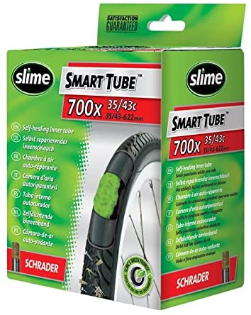 Slime 30057 Bike Inner Tube with Slime Puncture Sealant, Self Sealing, Prevent and Repair, Schrader Valve, 700c x 35-43mm